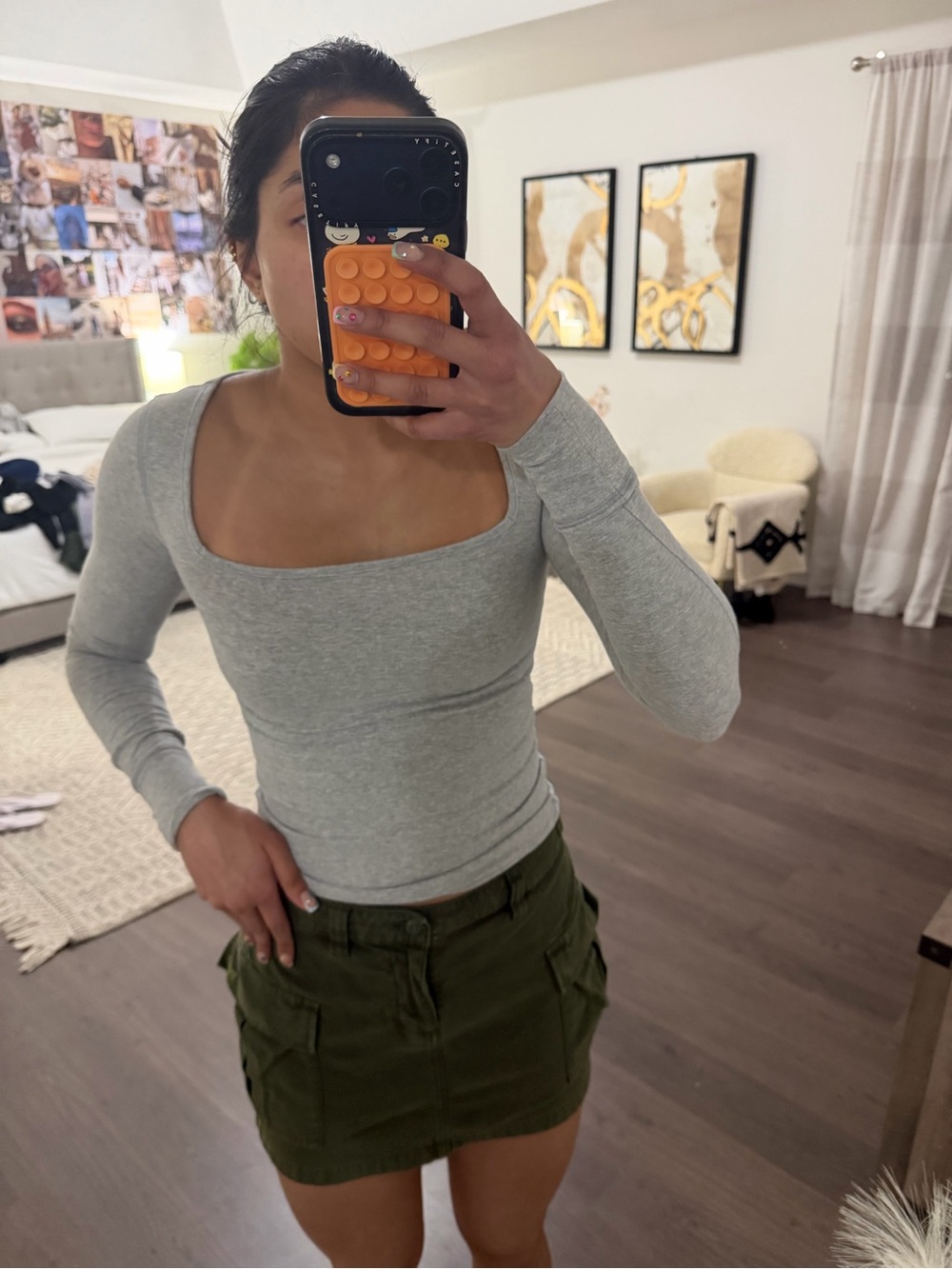 TNA Olive Green Mini Cargo Skirt - Picture 2 of 4